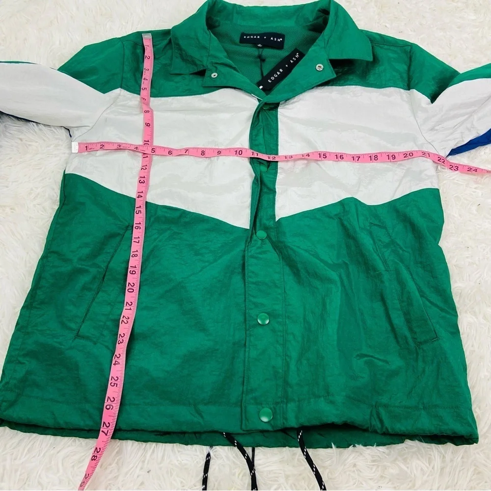 NWT EDGAR + ASH green windbreaker retro jacket size medium
